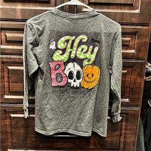 Simply Southern Kids Halloween Gray Shirt YOUTH MEDIUM